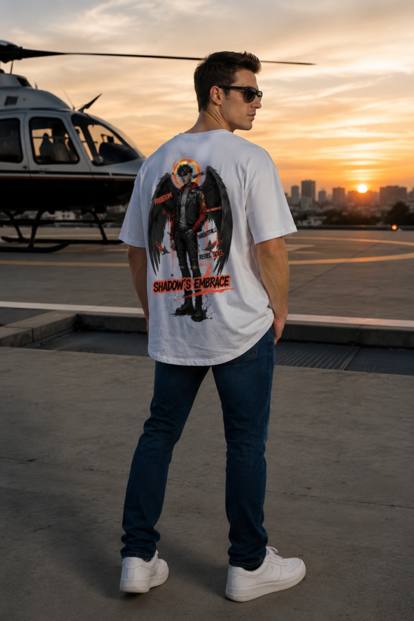 ChatGPT Image Aug 1, 2026, 02_50_20 PM Shadows Embrace Men Oversized T-Shirt | Rebel Soul Graphic Back Print | White
