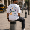 ChatGPT Image Aug 1, 2026, 02_59_26 PM Space Explorer Oversized Mens T-Shirt | Astronaut Galaxy Back Print | White