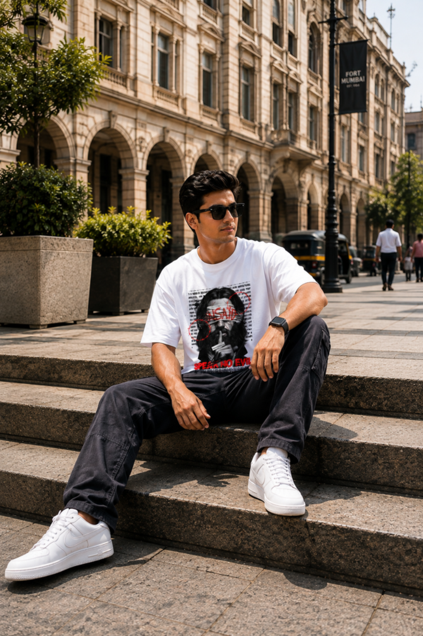 Speak No Evil Black Oversized T-Shirt for Men | Cotton 240 GSM | DTF Print Streetwear Tee