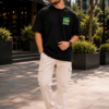 Stay Strong Oversized T-Shirt for Men | Motivational Typography Graphic Tee | Minimal Streetwear Casual Black Oversized Cotton Tshirt