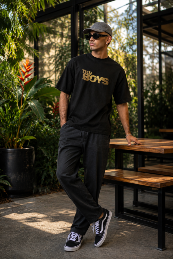 ChatGPT Image Aug 1, 2026, 03_54_57 PM The Boys Oversized Black T-Shirt | Minimal Street Style Loopknit Cotton Tee 240 GSM