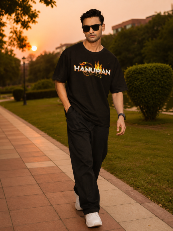 ChatGPT Image Aug 1, 2026, 10_36_48 AM Hanuman Divine Graphic Oversized T Shirt for Men | Black Spiritual Streetwear Back Print T Shirt | Loopknit Cotton 240 GSM | Giftspeaks