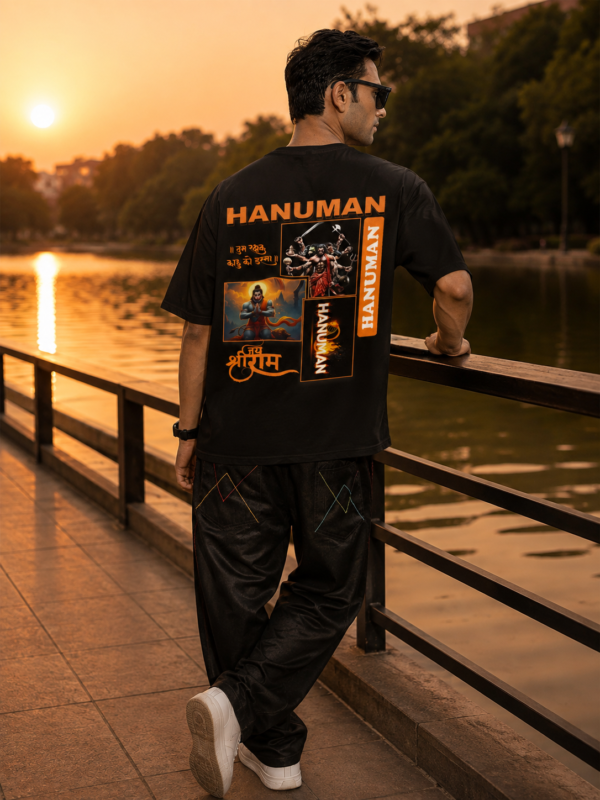 ChatGPT Image Aug 1, 2026, 10_38_30 AM Hanuman Divine Graphic Oversized T Shirt for Men | Black Spiritual Streetwear Back Print T Shirt | Loopknit Cotton 240 GSM | Giftspeaks