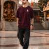 ChatGPT Image Aug 1, 2026, 10_41_13 AM Mahabali Men’s Maroon Oversized T-Shirt – Sankatmochan Hanuman DTF Print | Loopknit Cotton 240 GSM