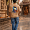 Mahakal Divine Graphic Oversized Beige T-Shirt for Men & Women | Spiritual Lord Shiva Back Print | Premium 240 GSM Loopknit Cotton | Unisex Streetwear Devotional Design | Front Sanskrit Typography & Detailed Back Artwork