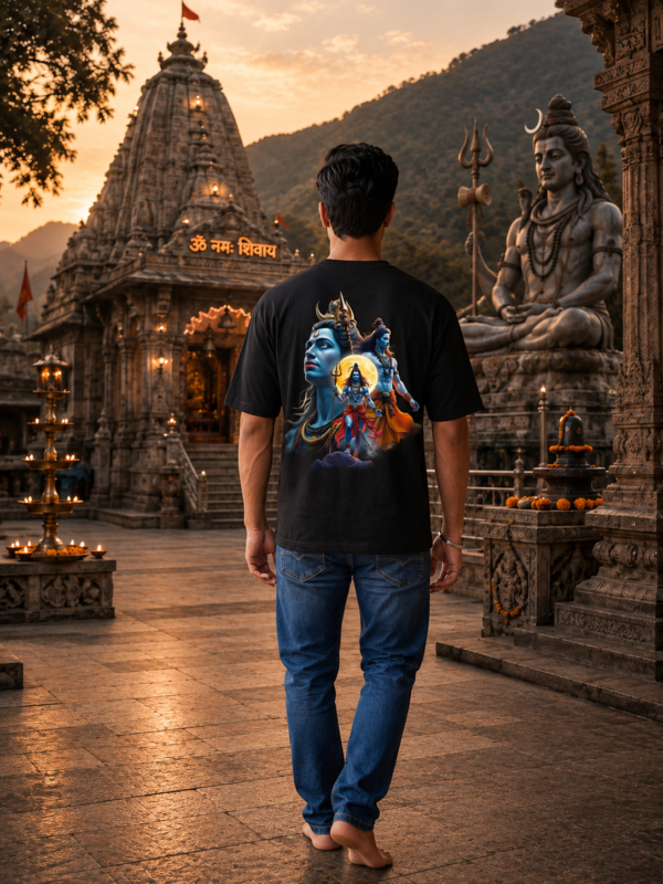 ChatGPT Image Aug 1, 2026, 11_07_47 AM Mahakal Divine Graphic Oversized Black T-Shirt for Men & Women | Spiritual Lord Shiva Back Print | Premium 240 GSM Loopknit Cotton | Unisex Streetwear Devotional Design | Front Sanskrit Typography & Detailed Back Artwork