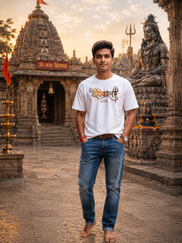 ChatGPT Image Aug 1, 2026, 11_14_20 AM Mahakal Divine Graphic Oversized White T-Shirt for Men & Women | Spiritual Lord Shiva Back Print | Premium 240 GSM Loopknit Cotton | Unisex Streetwear Devotional Design | Front Sanskrit Typography & Detailed Back Artwork