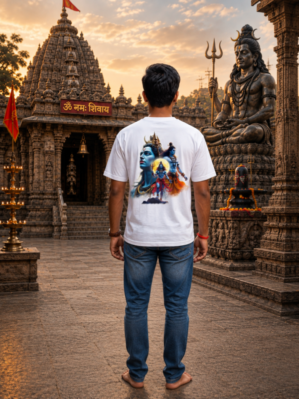 ChatGPT Image Aug 1, 2026, 11_17_09 AM Mahakal Divine Graphic Oversized White T-Shirt for Men & Women | Spiritual Lord Shiva Back Print | Premium 240 GSM Loopknit Cotton | Unisex Streetwear Devotional Design | Front Sanskrit Typography & Detailed Back Artwork