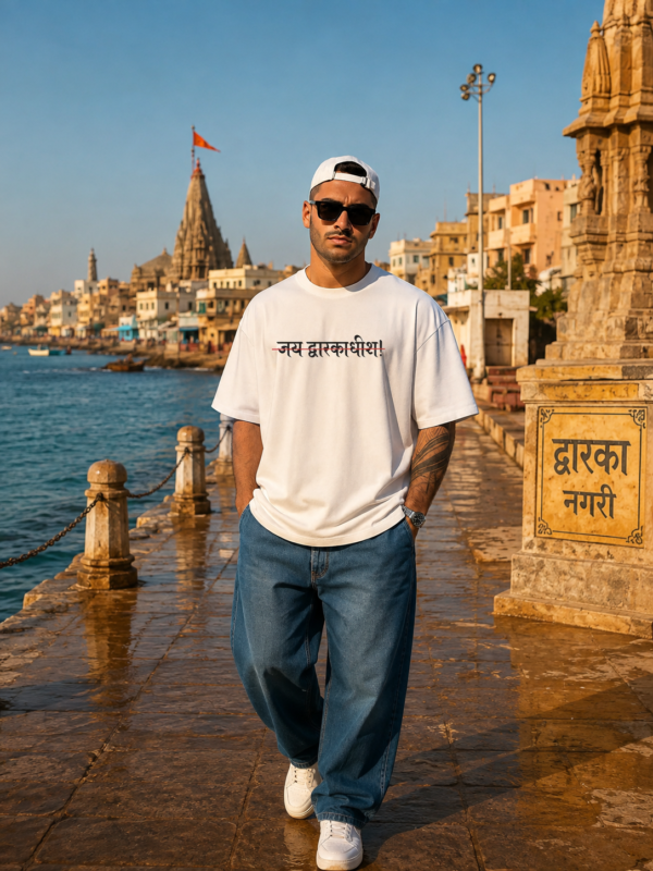Men's Oversized White Graphic Typography T-Shirt | Relaxed Fit Round Neck Half Sleeve Printed Tee | Casual Streetwear Fashion T-Shirt for Daily Wear, Travel, College & Weekend Outfits