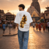 Men's White Oversized T-Shirt with Narayan Graphic Print | Loopknit 240 GSM | Spiritual Devotional Oversized Tee | Om Namo Narayanaya | Premium Graphic T-Shirt for Temple, Festivals & Everyday Wear
