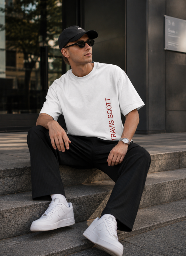 White Oversized Hip-Hop Aesthetic T-Shirt for Men | Rap Culture Back Print Loopknit Cotton Tee 240 GSM