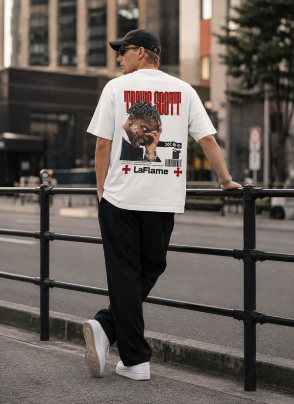 White Oversized Hip-Hop Aesthetic T-Shirt for Men | Rap Culture Back Print Loopknit Cotton Tee 240 GSM