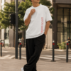 White Oversized Hip-Hop Aesthetic T-Shirt for Men | Rap Culture Back Print Loopknit Cotton Tee 240 GSM