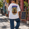 Just Money Womens Oversized T-Shirt | Bold Bear Graphic Back Print | White