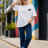 Just Money Womens Oversized T-Shirt | Bold Bear Graphic Back Print | White