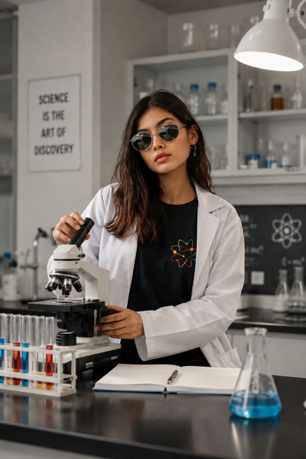 ChatGPT Image Aug 13, 2026, 02_30_13 PM Black Science Graphic Printed Women’s Oversized T-Shirt | “Science Is Magic” Artistic Back Print | Loopknit Fabric 240 GSM | Premium Streetwear Tee – GiftSpeaks