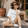White Oversized Gothic Aesthetic T-Shirt for Women | Dark Mood Back Artwork Loopknit Cotton Tee 240 GSM