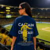 Captain Cool Graphic T-Shirt for Women | M.S. Dhoni Inspired Back Print Oversized T-Shirt | Navy Blue Streetwear Cricket Fan Tee | Premium Cotton by giftspeaks