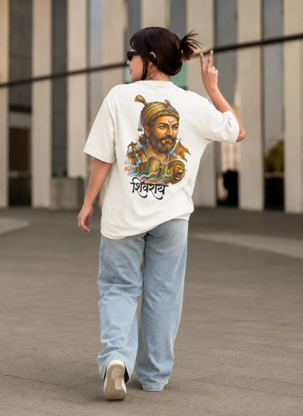 ChatGPT Image Aug 13, 2026, 03_15_45 PM Shivray White Oversized T Shirt for Women | Shivaji Maharaj Printed Oversize Cotton T-Shirt for Girls | Premium Loopknit 240 GSM Streetwear Graphic Tee | Royal Maratha Culture Women T Shirt � Giftspeaks
