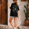 Women Black Oversized Broken Record Graphic T-Shirt | Urban Streetwear Back Print Tee