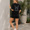 Women Black Oversized Butterfly Graphic T-Shirt with Gothic Heart Front Design