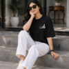 ChatGPT Image Aug 13, 2026, 04_23_05 PM Women Black Oversized T-Shirt with Peace Dove Back Print | Loopknit 240 GSM | Aesthetic Graphic Streetwear Tee