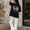 ChatGPT Image Aug 13, 2026, 04_23_09 PM Women Black Oversized T-Shirt with Peace Dove Back Print | Loopknit 240 GSM | Aesthetic Graphic Streetwear Tee