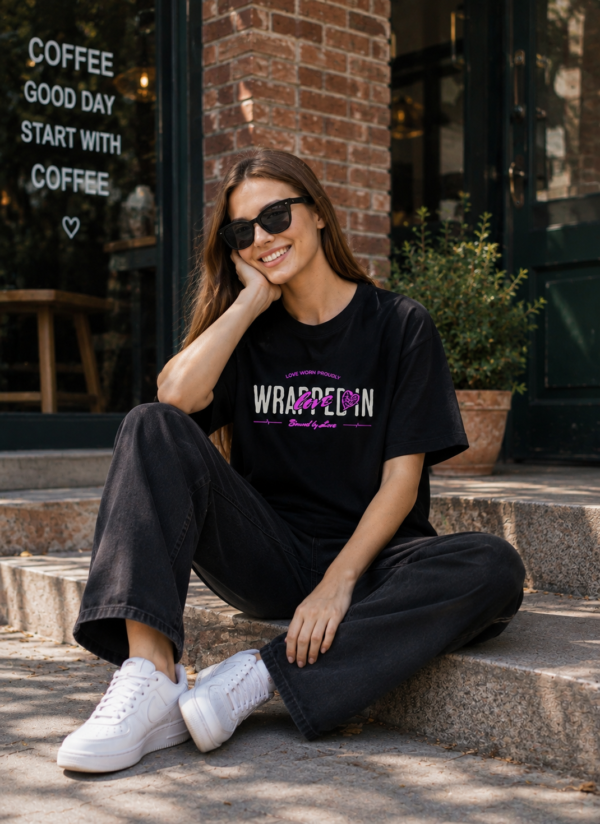 ChatGPT Image Aug 13, 2026, 05_52_00 PM Women Navy Blue Oversized Graphic T-Shirt | Wear Your Heart on Your Sleeve Print � Premium Loopknit Cotton 240 GSM Streetwear Tee