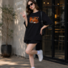 Women Oversized Black T-Shirt | Urban Experience Graphic Print | Premium Loopknit Cotton 240 GSM | Streetwear Style by Giftspeaks