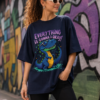 Women Oversized Graphic T-Shirt | Cute Dino Positive Quote Print | Loopknit 240 GSM Casual Streetwear Tee