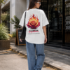 Women Oversized Graphic T-Shirt | Flaming Rose Back Print | Loopknit 240 GSM Bold Streetwear Tee