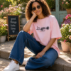 ChatGPT Image Aug 15, 2026, 02_51_28 PM Women Pink Oversized T-Shirt Happy Graphic Print | Premium Loopknit Cotton 240 GSM Casual Streetwear Tee