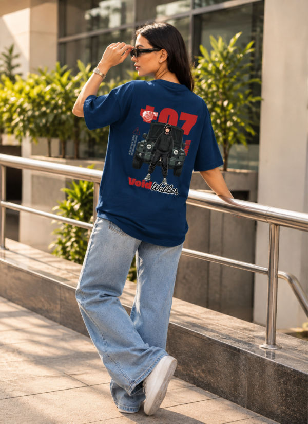 Women Void Walker Oversized Printed T-Shirt Navy Blue & Black | Anime Streetwear Back Print Oversized T-Shirt for Women | Casual & Trendy Girls T-Shirt | Loopknite Fabric 240 GSM by Giftspeaks
