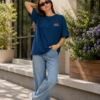 Women Void Walker Oversized Printed T-Shirt Navy Blue & Black | Anime Streetwear Back Print Oversized T-Shirt for Women | Casual & Trendy Girls T-Shirt | Loopknite Fabric 240 GSM by Giftspeaks