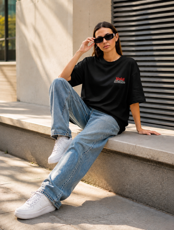 Women Void Walker Oversized Printed T-Shirt Navy Blue & Black | Anime Streetwear Back Print Oversized T-Shirt for Women | Casual & Trendy Girls T-Shirt | Loopknite Fabric 240 GSM by Giftspeaks