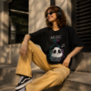 ChatGPT Image Aug 20, 2026, 03_00_06 PM Women's Black Oversized Graphic T-Shirt | Music On Panda Print | Cute Aesthetic Casual Streetwear Tee