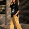 ChatGPT Image Aug 20, 2026, 03_00_21 PM Women's Black Oversized Graphic T-Shirt | Music On Panda Print | Cute Aesthetic Casual Streetwear Tee