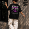 Women's Black Oversized Graphic T-Shirt Wear Your Heart on Your Sleeve Back Print | Premium Loopknit 240 GSM Cotton | Bold Pink & White Typography Design | Casual Streetwear Round Neck Tee for Daily Wear