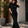 Women's Oversized Black Solid T-Shirt | Relaxed Fit Casual Streetwear Tee | Half Sleeve Round Neck Loose Fit Top for Daily Wear, Travel, College & Weekend Outfits
