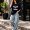 Women's Oversized No Fear Graphic Printed T-Shirt | Trendy Navy Blue Typography Streetwear Baggy Tee for Girls & Women | Casual Drop Shoulder Half Sleeve Round Neck Fashion T-Shirt | Loopknit 240 GSM Premium Oversized Fit