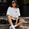 Womens Oversized Graphic T-Shirt | Raven Symbol Back Print | Loopknit 240 GSM Minimal Streetwear Tee