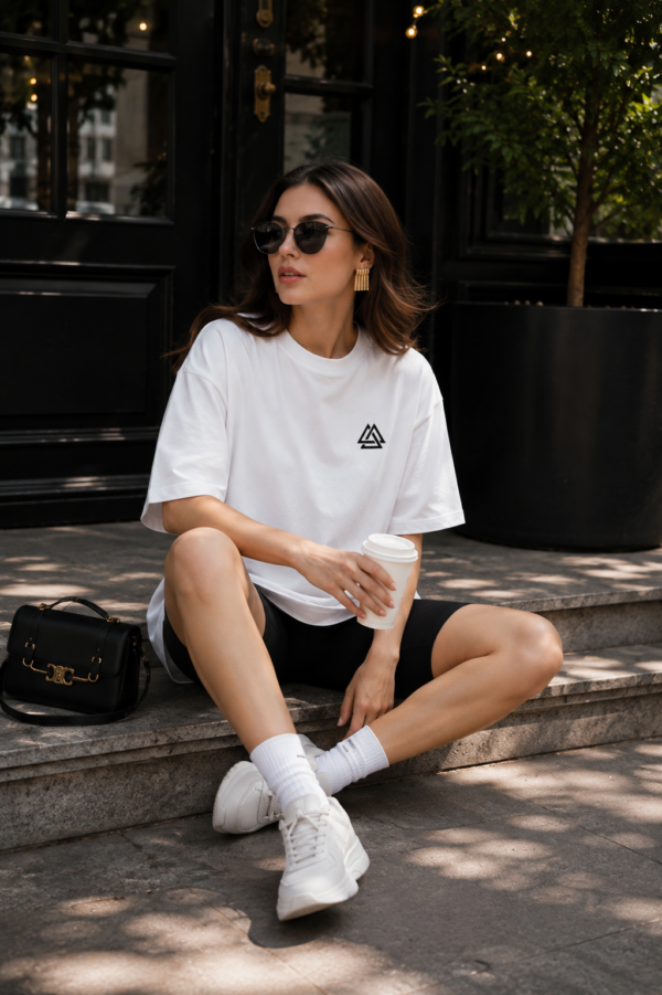 Womens Oversized Graphic T-Shirt | Raven Symbol Back Print | Loopknit 240 GSM Minimal Streetwear Tee