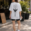 Womens Oversized Graphic T-Shirt | Raven Symbol Back Print | Loopknit 240 GSM Minimal Streetwear Tee