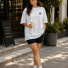 Womens Oversized Graphic T-Shirt | Raven Symbol Back Print | Loopknit 240 GSM Minimal Streetwear Tee