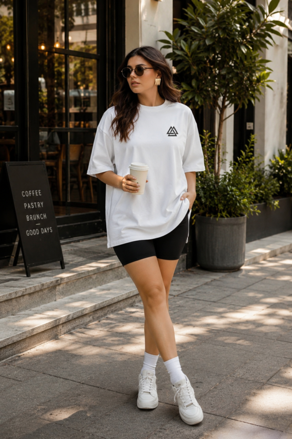 Womens Oversized Graphic T-Shirt | Raven Symbol Back Print | Loopknit 240 GSM Minimal Streetwear Tee