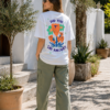 Womens Oversized White T-Shirt | Floral “Say Amour” Graphic Print | Loopknit 240 GSM Premium Heavy Fabric | Cute Aesthetic Streetwear T-Shirt for Women