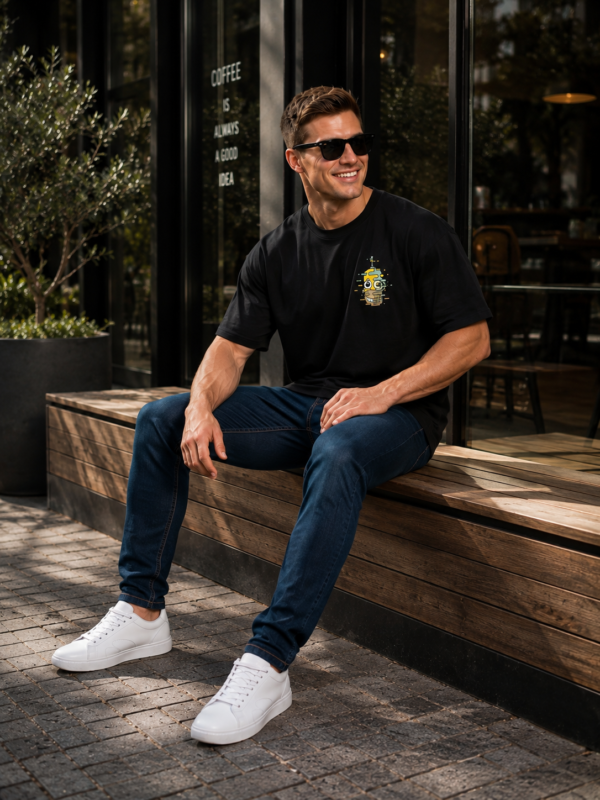 ChatGPT Image Aug 3, 2026, 02_36_50 PM Unisex Oversized Dark Green Graphic Printed Round Neck T-Shirt Cartoon Inspired Back Print, Casual Streetwear, Half Sleeve Premium Cotton Tee