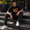 Urban Experience Black Oversized T-Shirt for Men | Modern Street Typography DTF Print Tee | Premium Loopknit 240 GSM Casual Wear By Giftspeaks