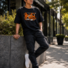 Urban Experience Black Oversized T-Shirt for Men | Modern Street Typography DTF Print Tee | Premium Loopknit 240 GSM Casual Wear By Giftspeaks