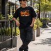 Urban Experience Black Oversized T-Shirt for Men | Modern Street Typography DTF Print Tee | Premium Loopknit 240 GSM Casual Wear By Giftspeaks